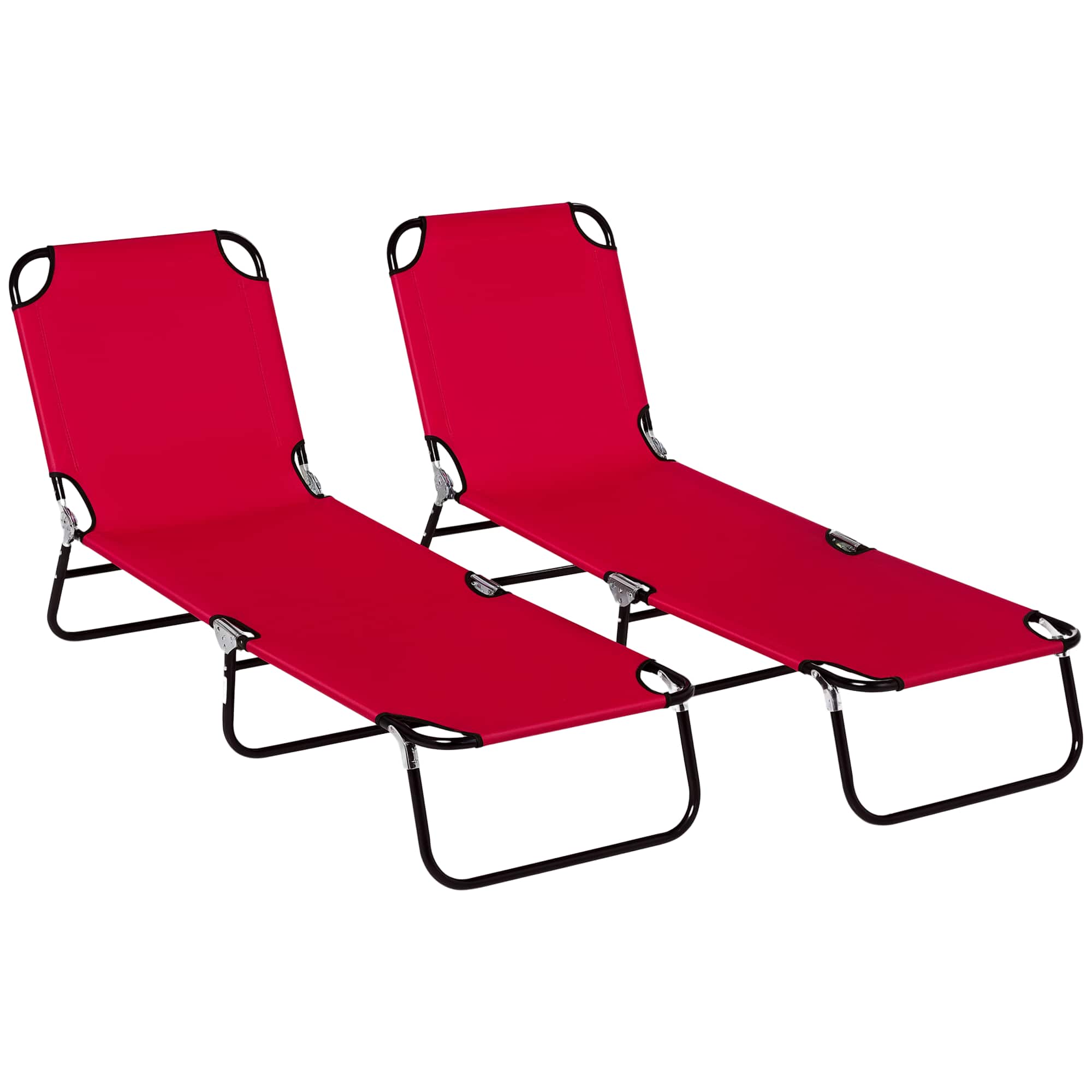 Outsunny - 2 Piece Folding Chaise Lounge Pool Chairs, Outdoor Sun Tanning Chairs with 5-Level Reclining Back, Steel Frame - Wine Red price history on PriceWatchPro