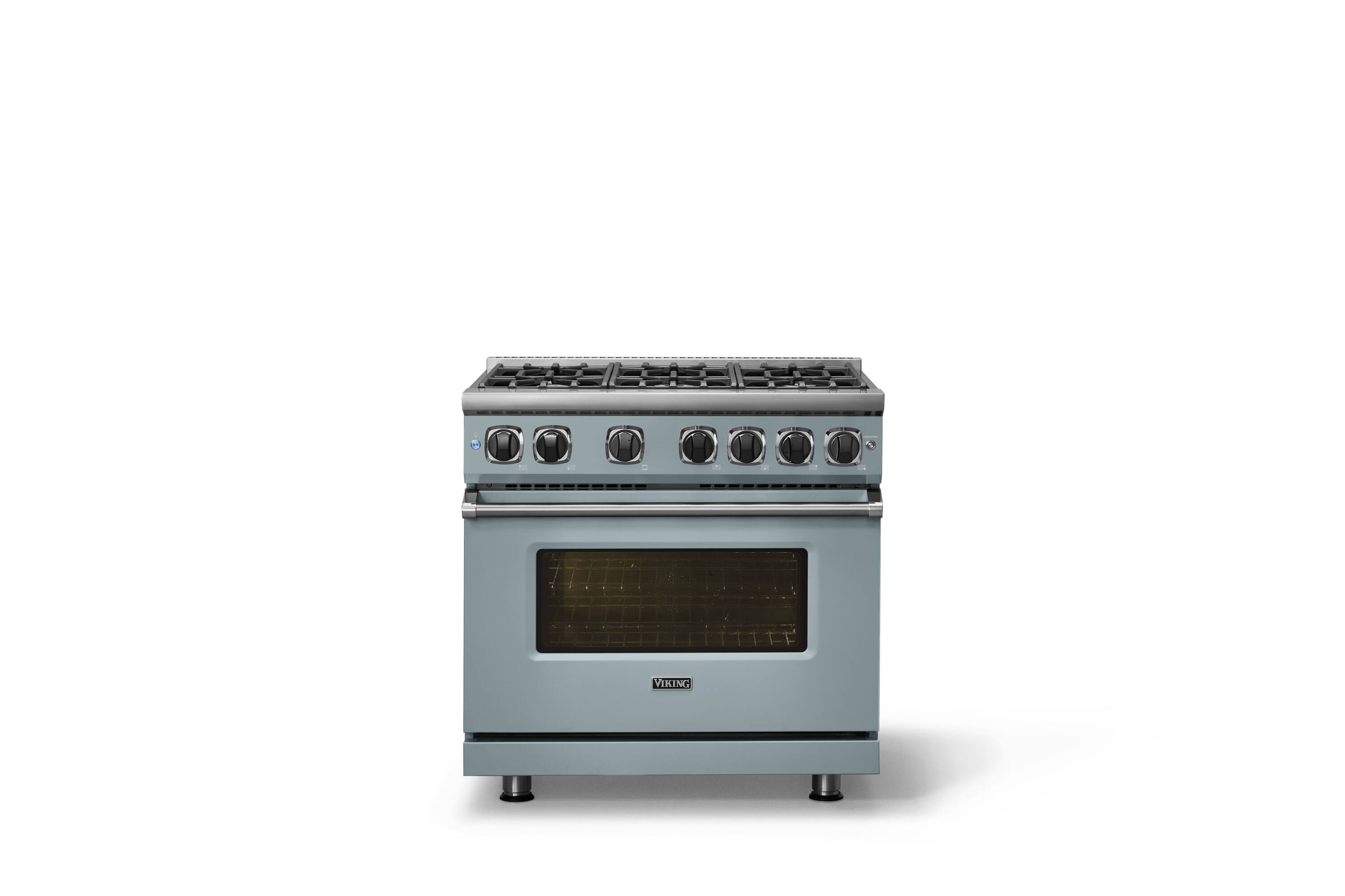 Alt View 4. Viking - Pro 7 Series 5.6 Cu. Ft. Freestanding Sealed 4 Burner Gas Convection Range - November Sky - November Sky.