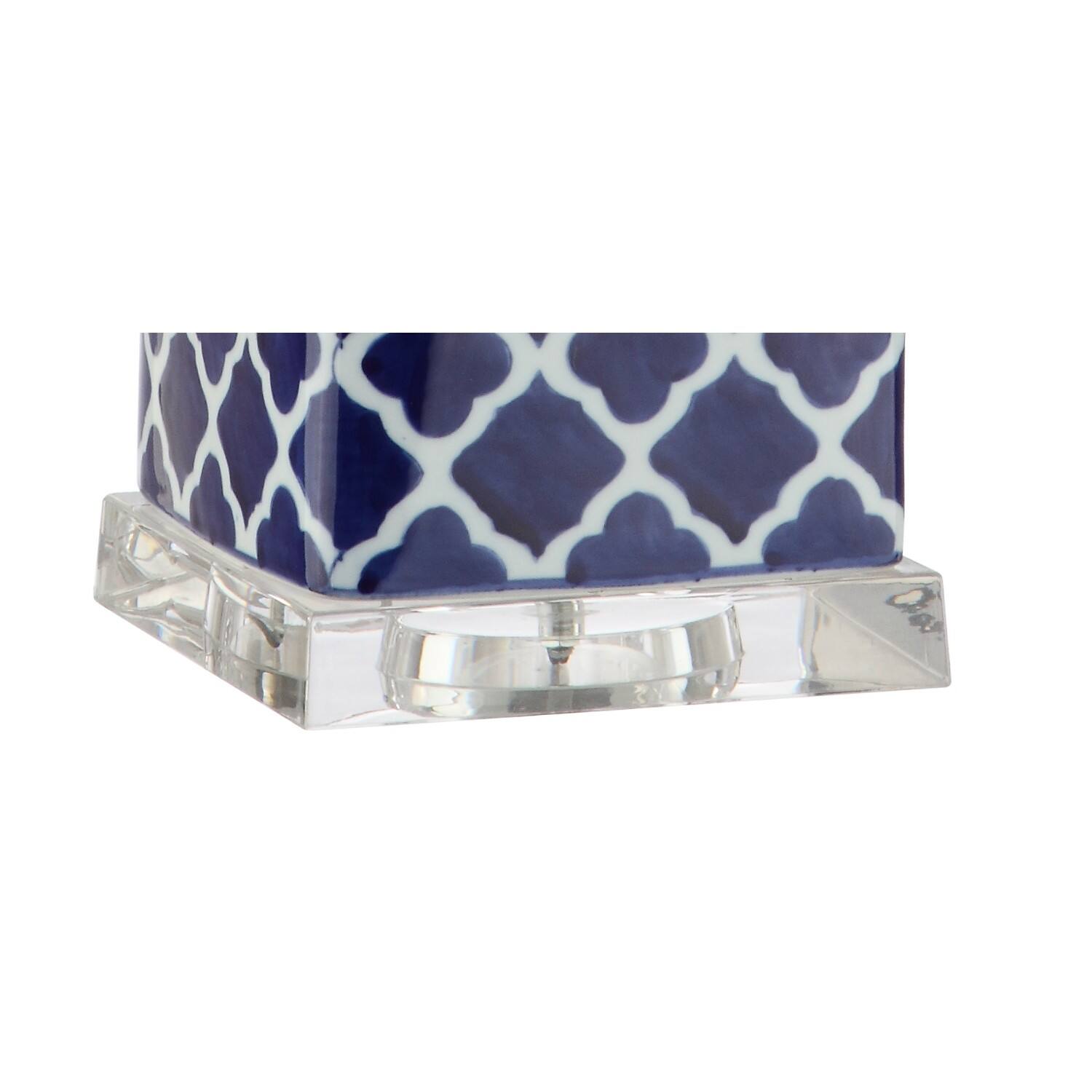 Alt View 7. Jonathan Y - Clarke 23" Chinoiserie LED Table Lamp, Blue/White - Blue/White.