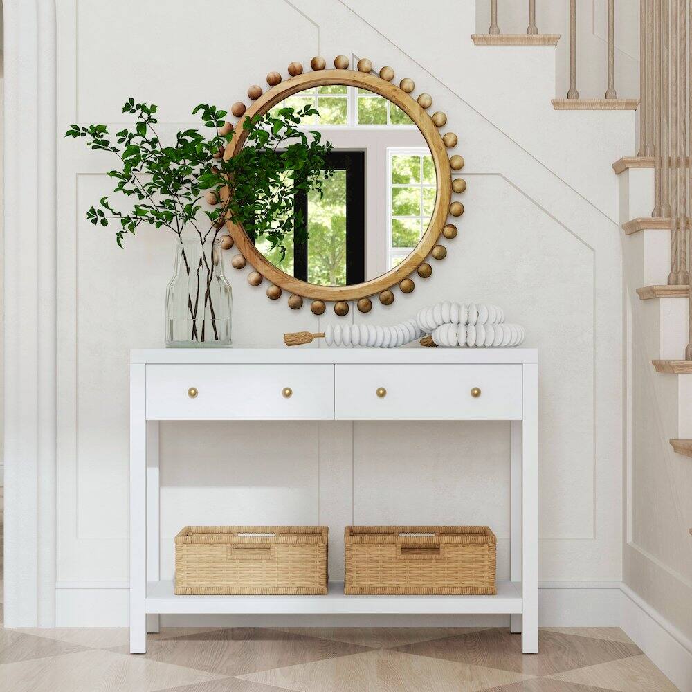 Alt View 4. Butler Specialty - Nora 2 Drawer Console Table - White.