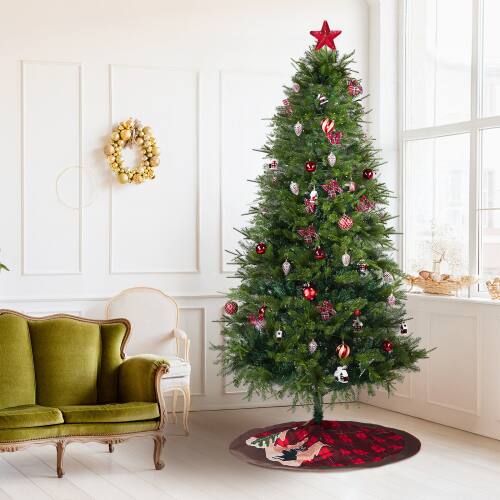 Alt View 1. Winado - 7.5 FT Christmas Tree with Lights, Skirt, Ornaments for In/Outdoor Holiday Decoration - Green & Red.