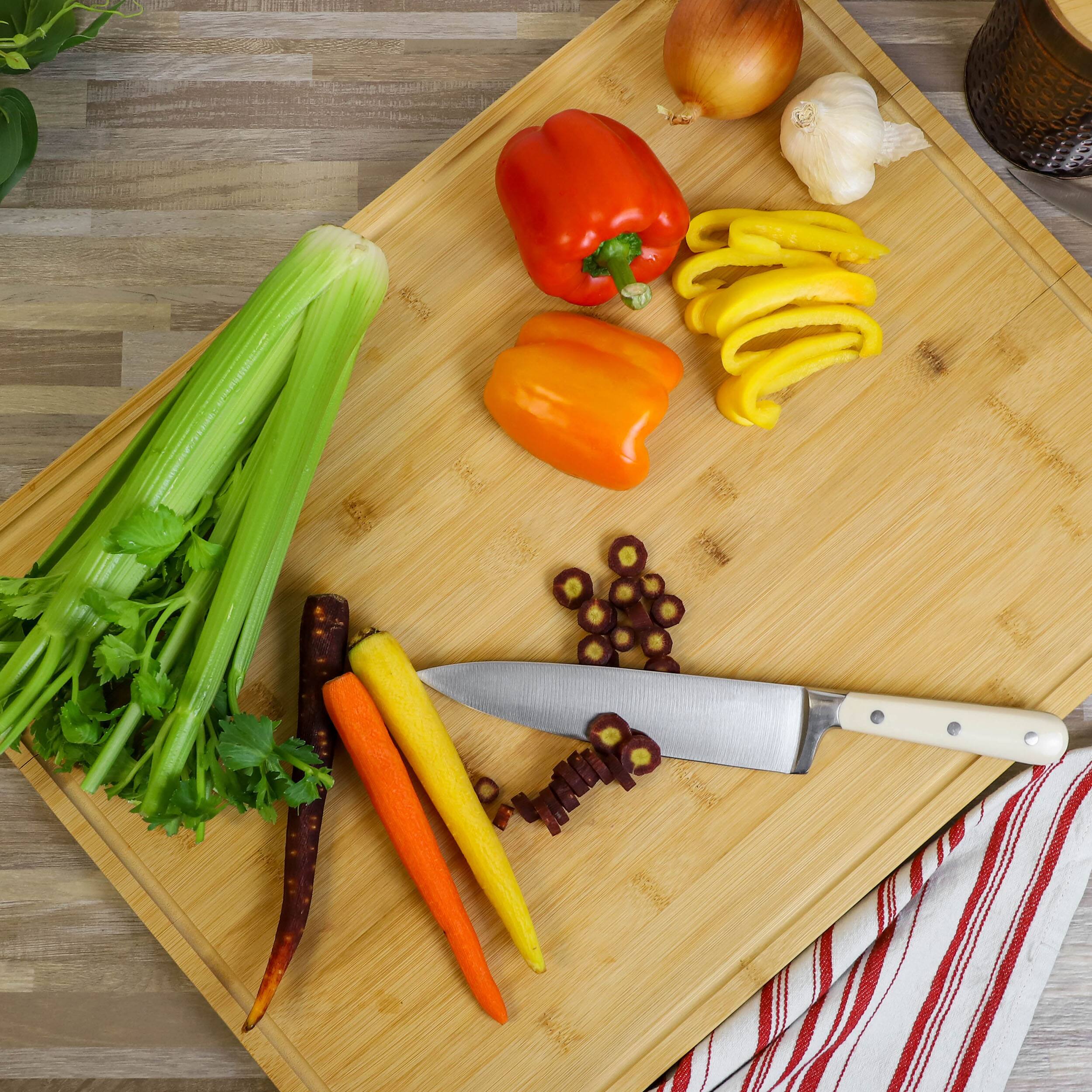 Alt View 2. MegaChef - MegaChef Bamboo 24 x 18 Inch Large Cutting, Prep and Serving Board - Brown.