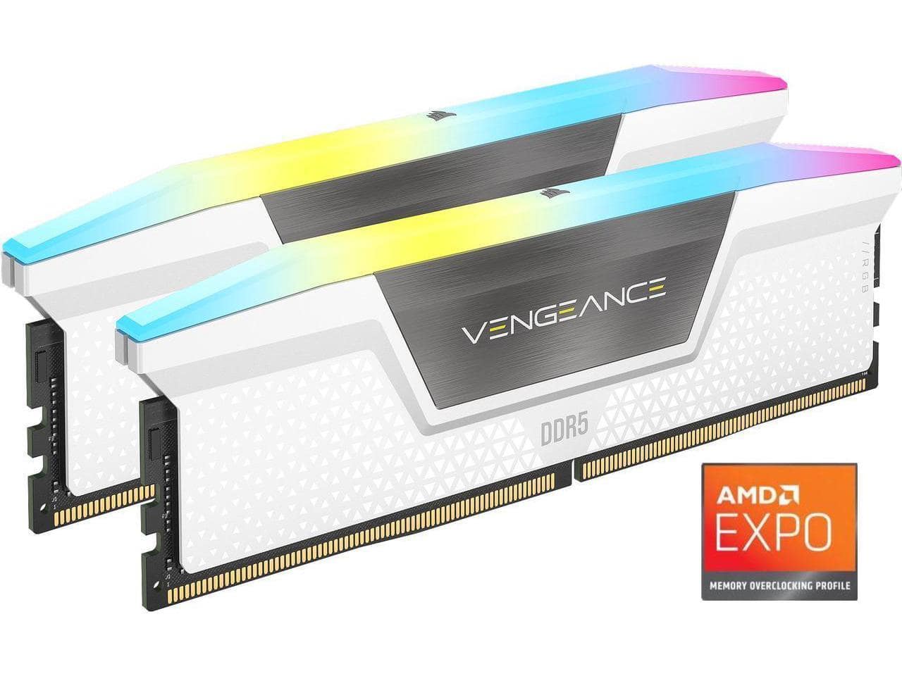 CORSAIR - Vengeance RGB 32GB (2 x 16GB) 288-Pin PC RAM DDR5 5600 (PC5 44800) Desktop Memory Model CMH32GX5M2B5600C40W - Black
