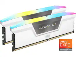 CORSAIR - Vengeance RGB 64GB (2 x 32GB) 288-Pin PC RAM DDR5 5600 (PC5 44800) Desktop Memory Model CMH64GX5M2B5600C40W - White