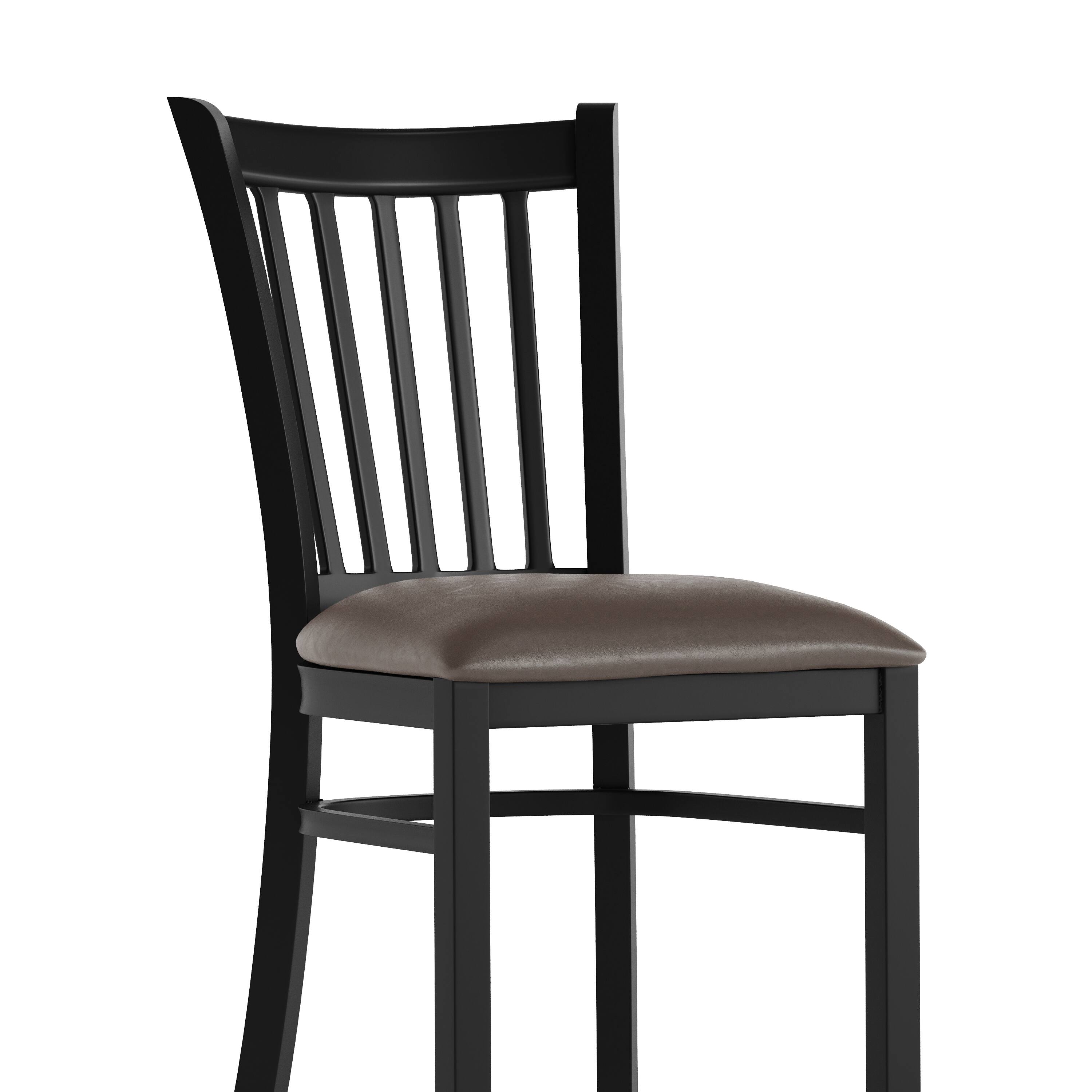 Alt View 10. Emma + Oliver - Ladder Back Metal Restaurant Dining Chair - Mocha Vinyl Seat/Black Metal Frame.