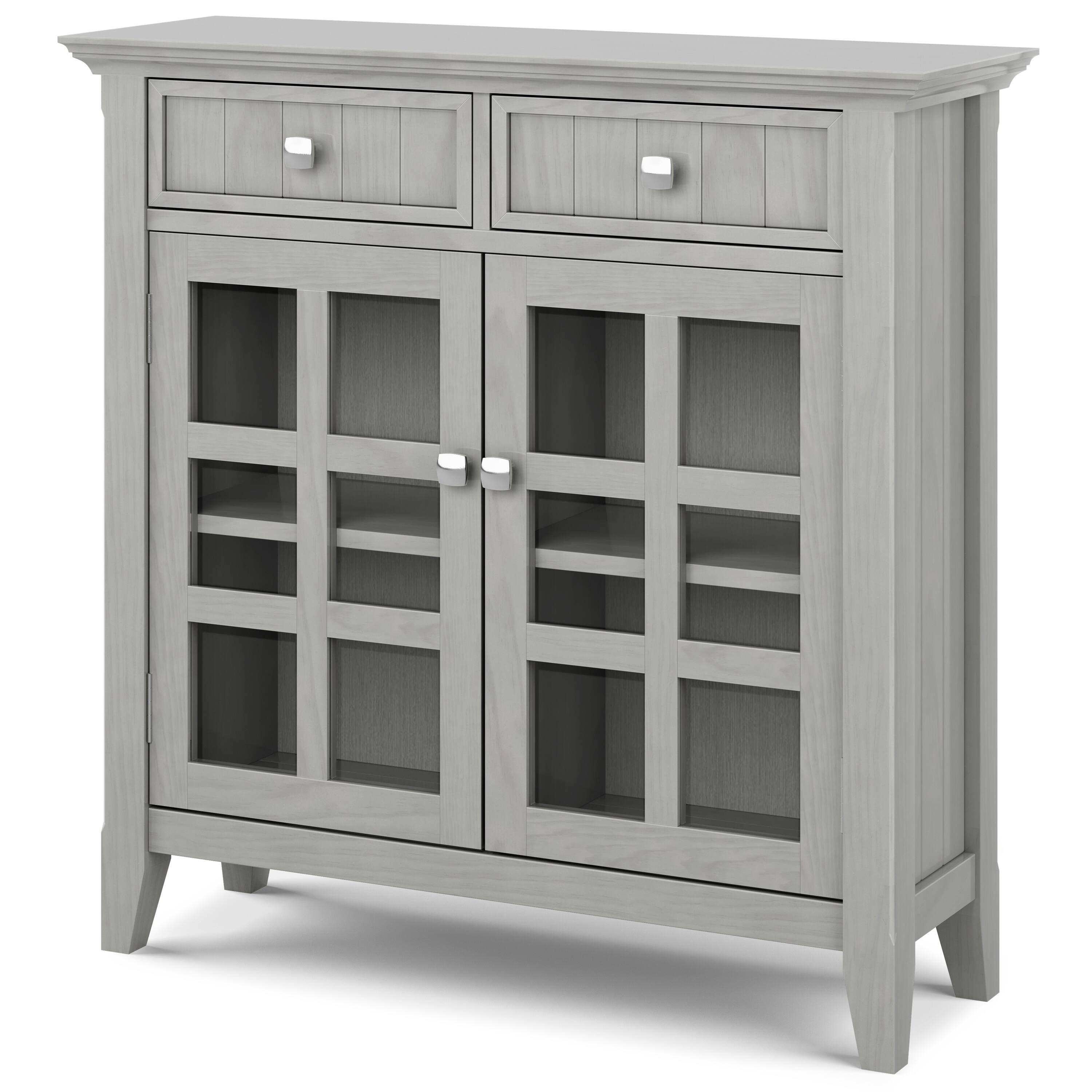 Angle. Simpli Home - Acadian Entryway Storage Cabinet - Fog Grey.