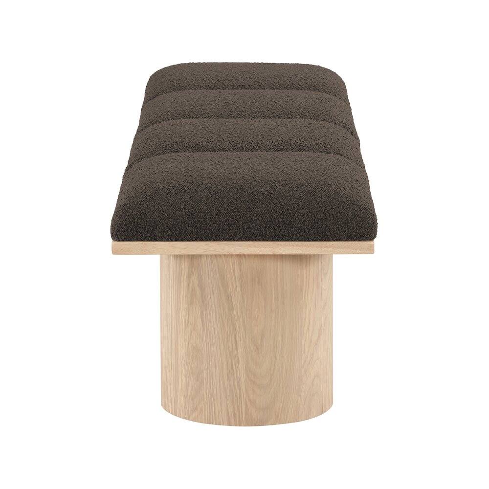 Alt View 2. Meridian Furniture - Pavilion Brown Boucle Fabric Bench - Brown.