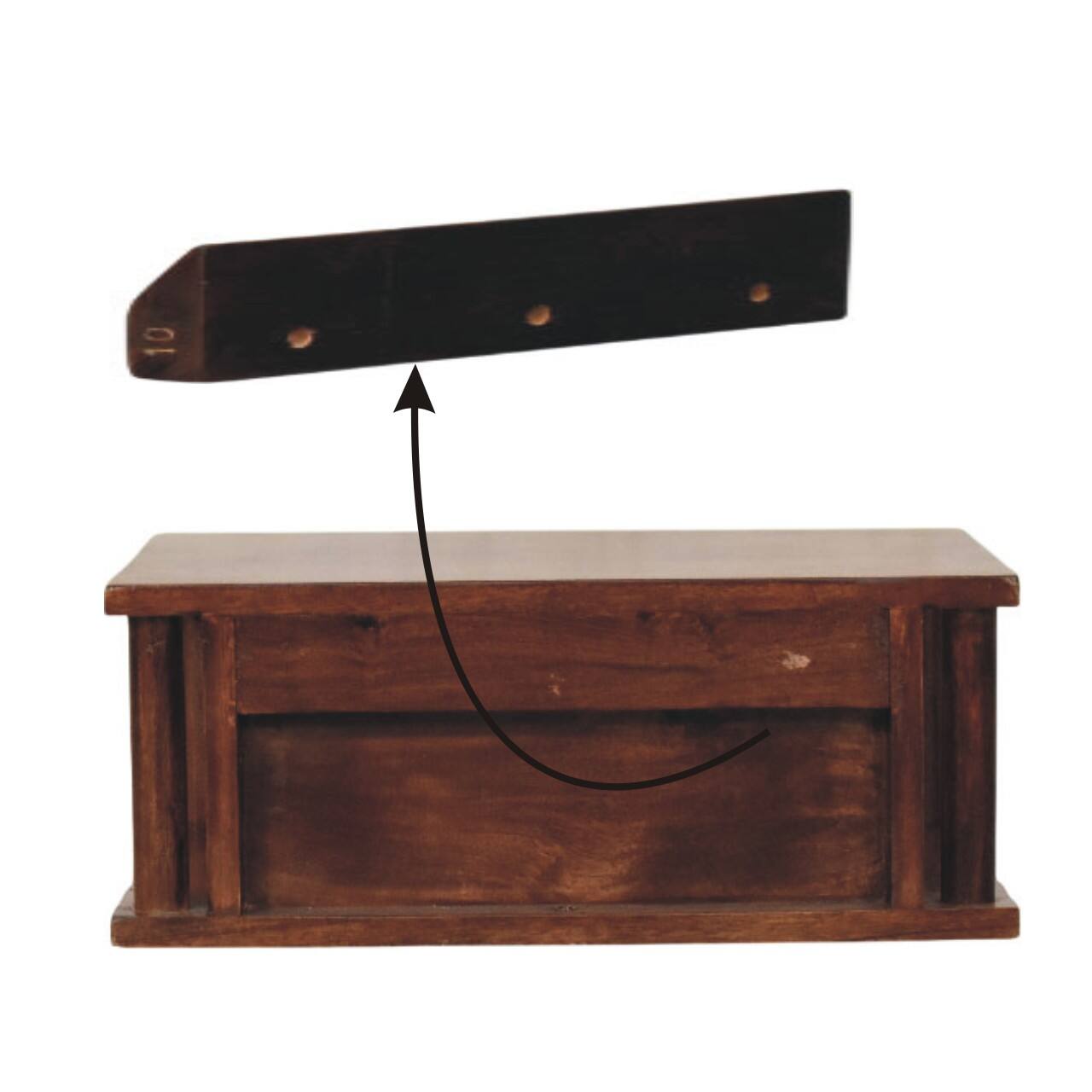 Alt View 7. Artisan Furniture - Artisan Furniture Solid Wood Wall-Mounted Bedside with Brass Handle, 1 Drawer, Dark Brown - Dark brown.