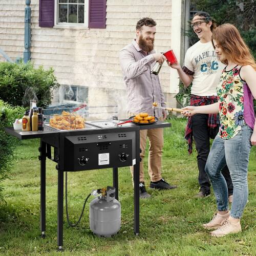 Alt View 10. Winado - Deep Fryer Standing Stainless Steel Propane Cooker with Foldable Shelf, Fryer Pot, Baskets for Outdoor Camping Party - Black.