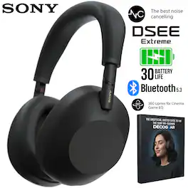Sony - WH-1000XM6 Best Noise Canceling Headphones, Black w/ Deco Master Guide Bundle