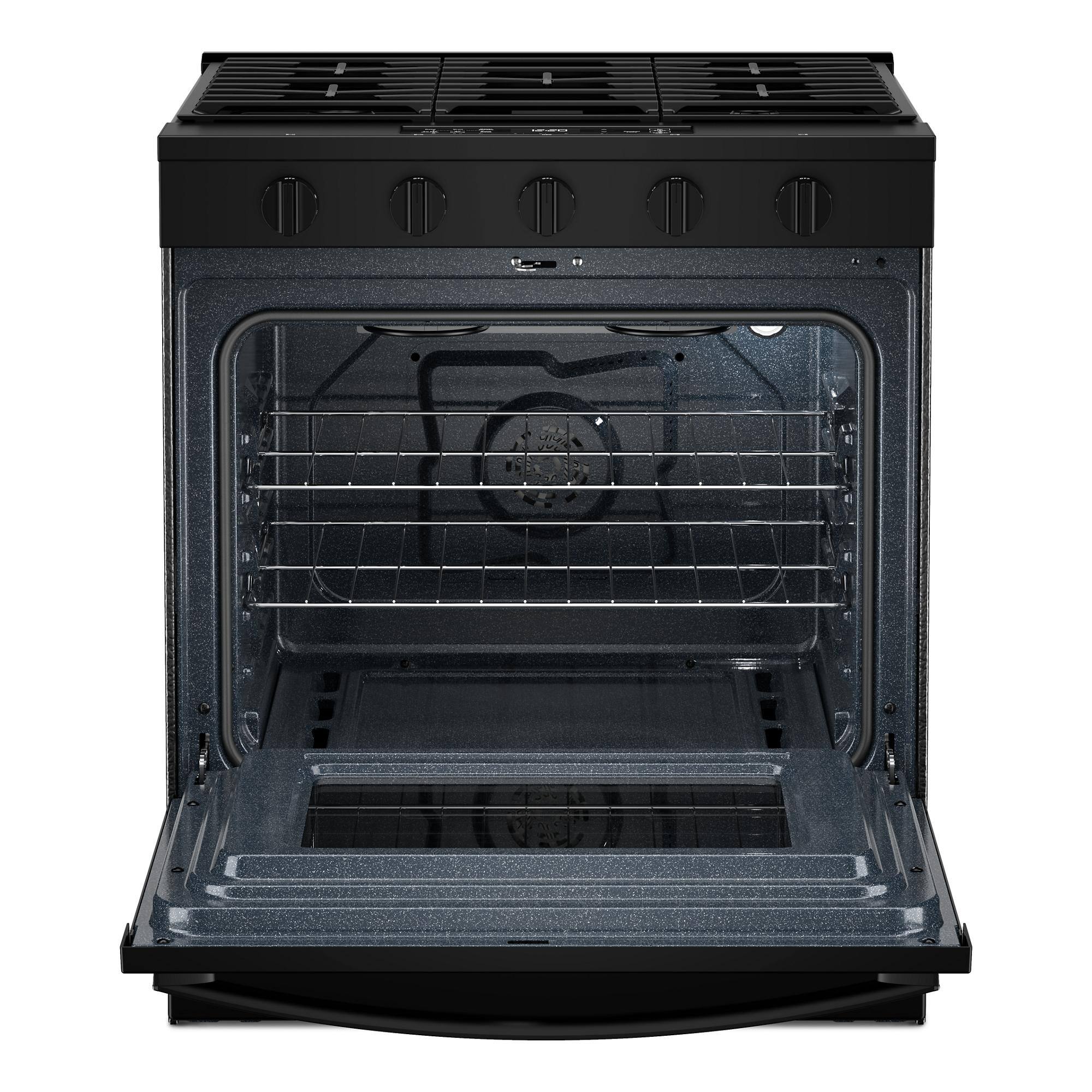 Left. Whirlpool - 5.0 Slide-In Gas Range with Air Cooking Technology - Black.