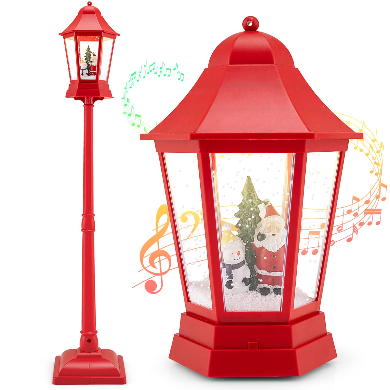 Gymax - 5.3 Ft Musical Christmas Street Lamp w/ 8 Tunes 60 LED Lights Mute Mode - Red