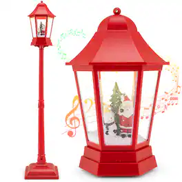 Gymax - 5.3 Ft Musical Christmas Street Lamp w/ 8 Tunes 60 LED Lights Mute Mode - Red