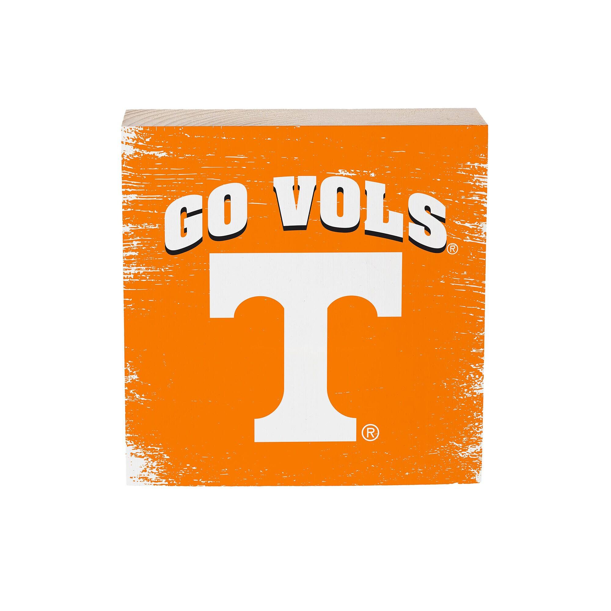 Tennessee Volunteers 6" Square Fan Chant Wood Block Shelf Sign