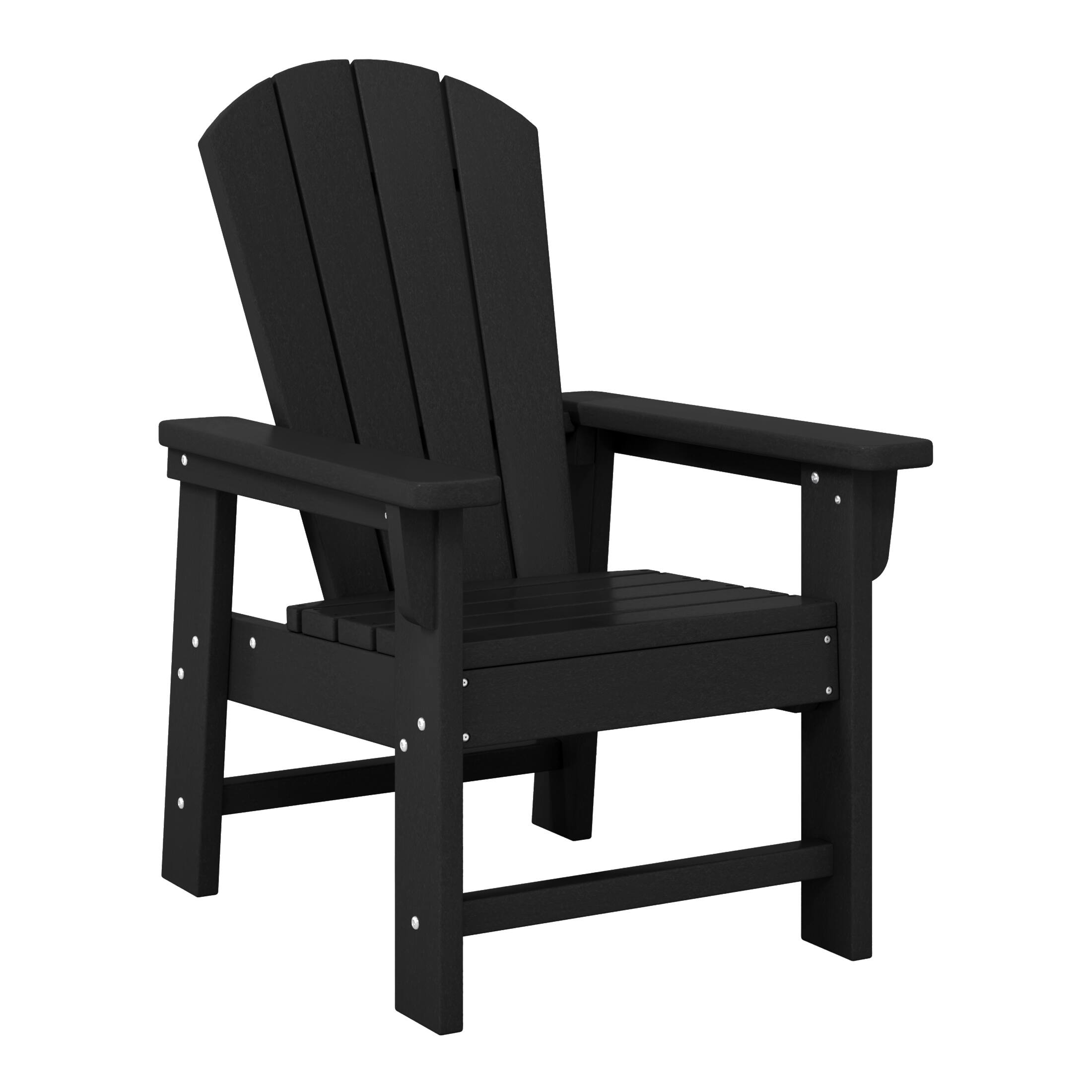 Left. WestinTrends - WestinTrends Malibu 2-Piece Kids Outdoor HDPE Adirondack Chair With Square Side Table Set - Black.