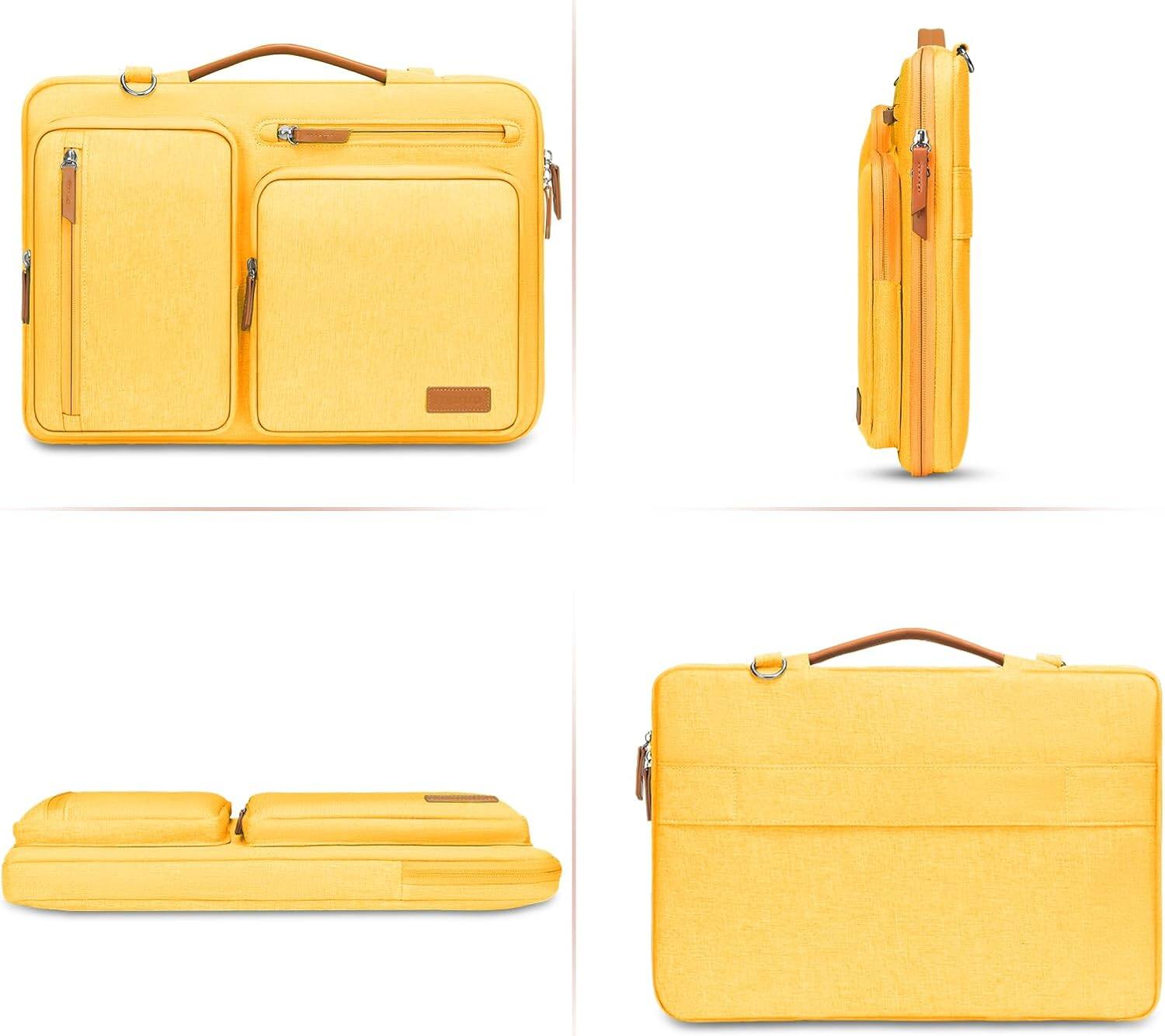 Alt View 3. mosiso - 360 Protective Laptop Shoulder Bag 17-17.3 inch for MacBook, HP, Dell, Lenovo, Asus Notebook Messenger Bag - Yellow.