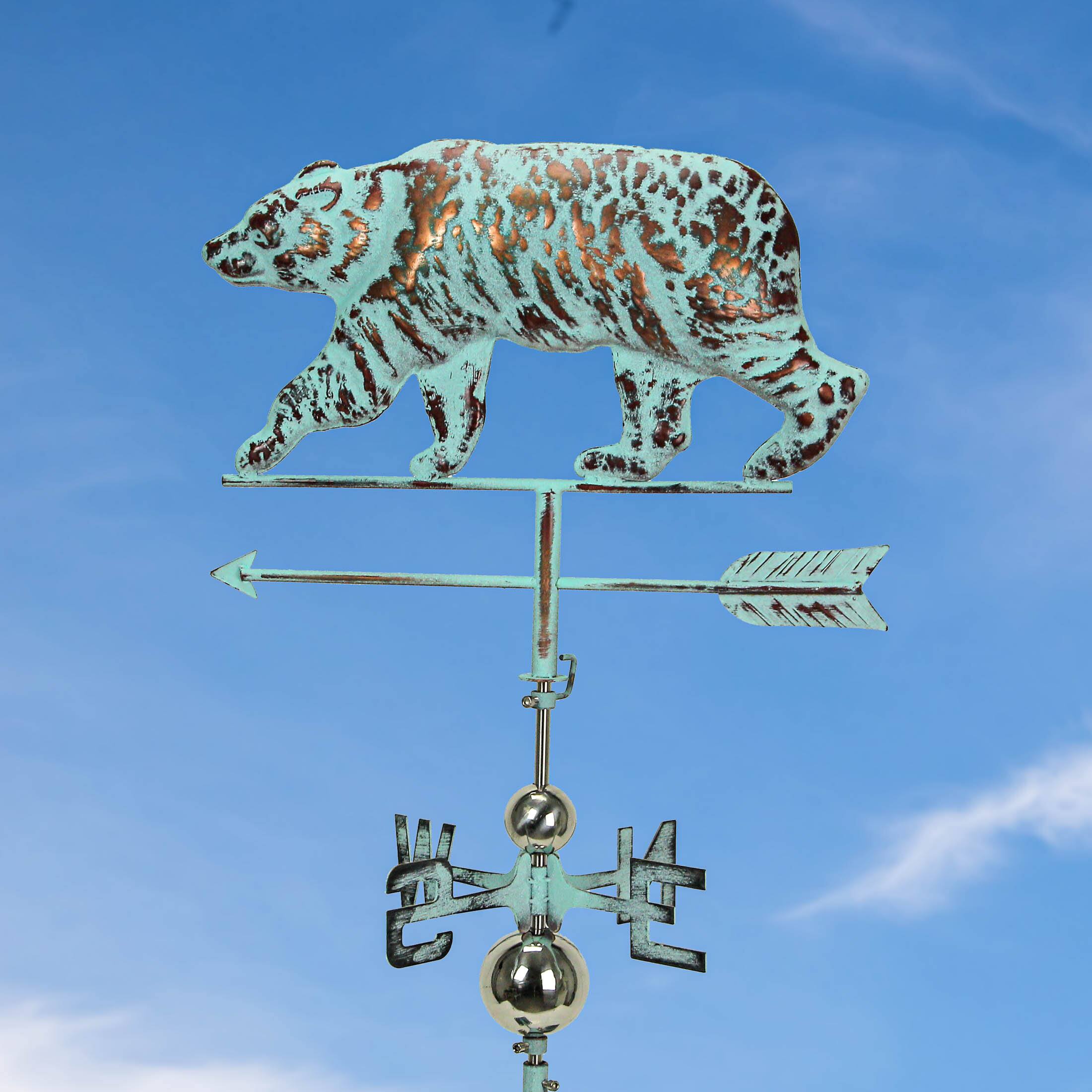 Alt View 4. Things2Die4 - Verdigris Copper Bear Weathervane Roof Mount Home Garden Decor Forest Lodge Art - Teal.