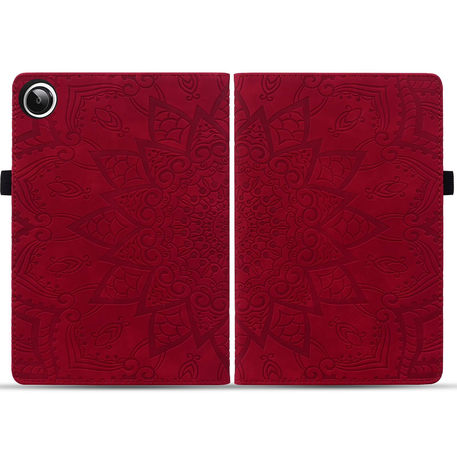 Back. Dteck - Case for Samsung Galaxy Tab A11+/A11 Plus SM-X230 & Tab A9+/A9 Plus SM-X210,Shockproof Embossed PU Leather Folio Cover - Red.