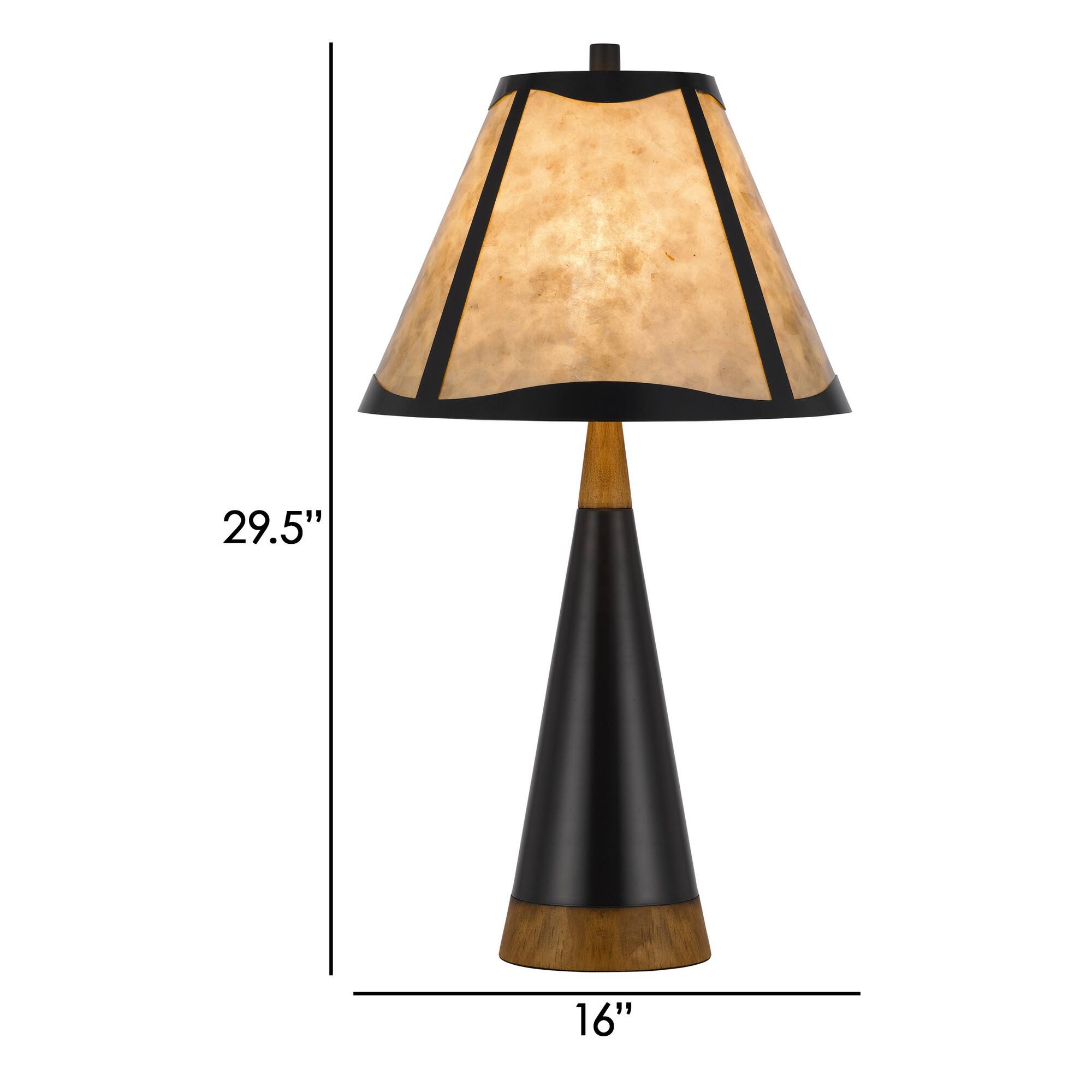 Manhattan Lane 30 Inch 3 Way Table Lamp, Mica Shade, Rubberwood and ...