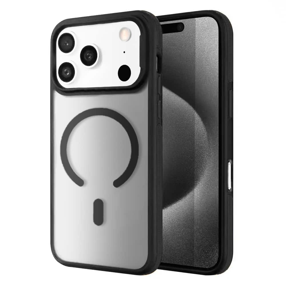 Front. Entronix - Entronix Magnetic Case for iPhone 17 Pro - Translucent Matte Finish with Rugged Protection - Black.
