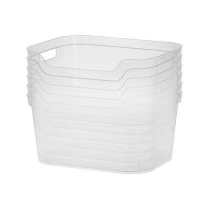 Front. Sterilite - Sterilite 7 x 11 x 14.25 Inch Open Storage Bin w/ Carry Handles, Clear (6 Pack) - Clear.
