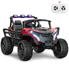 ANPABO - 24V 2 Seater Ride on UTV Car, 4WD, 800W, 4x200W Motors, Remote Control, Ride on Toy for Big Kids Aged 3-8Y - Red