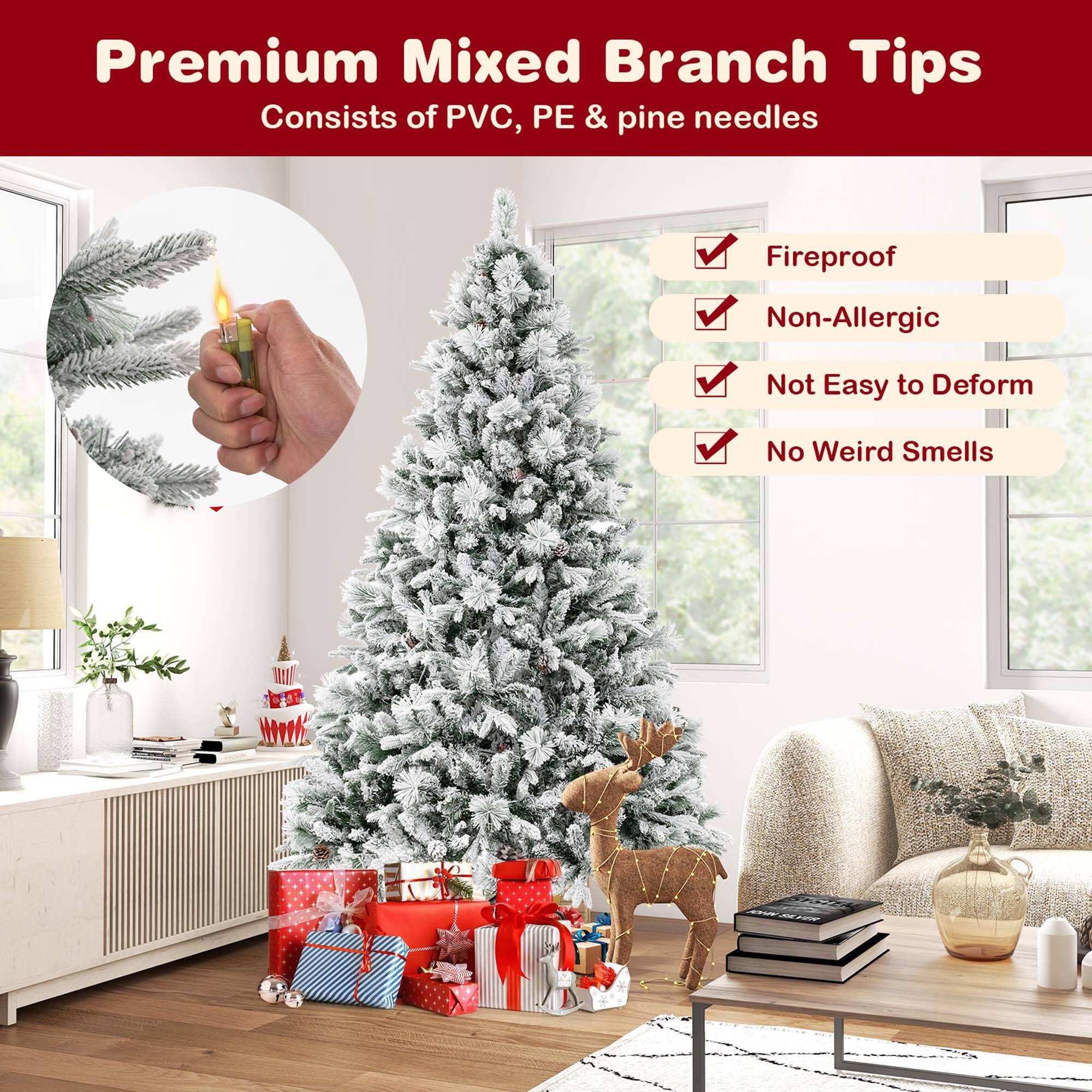 Premium Mixed Branch Tips consist of PVC, PE, and pine needles. They are fireproof, non-allergic, and do not easily deform. Additionally, they do not emit any weird smells.