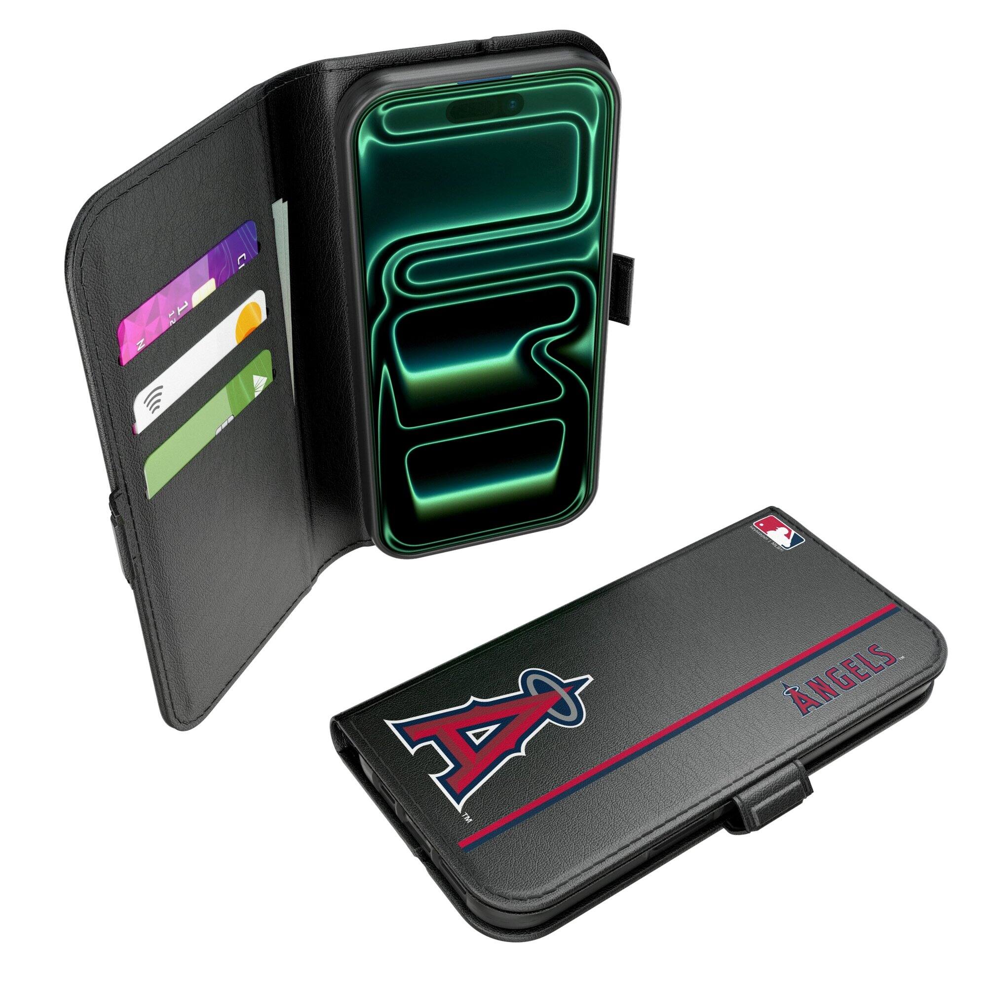 Front. Keyscaper - Los Angeles Angels iPhone Folio 2.0 Case - 17 Pro Max - Black.