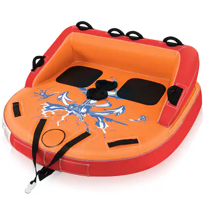 Front. Gymax - Gymax 2 Person Inflatable Towable Tubes for Boating Water Tubes for Boats to Pull - Orange.