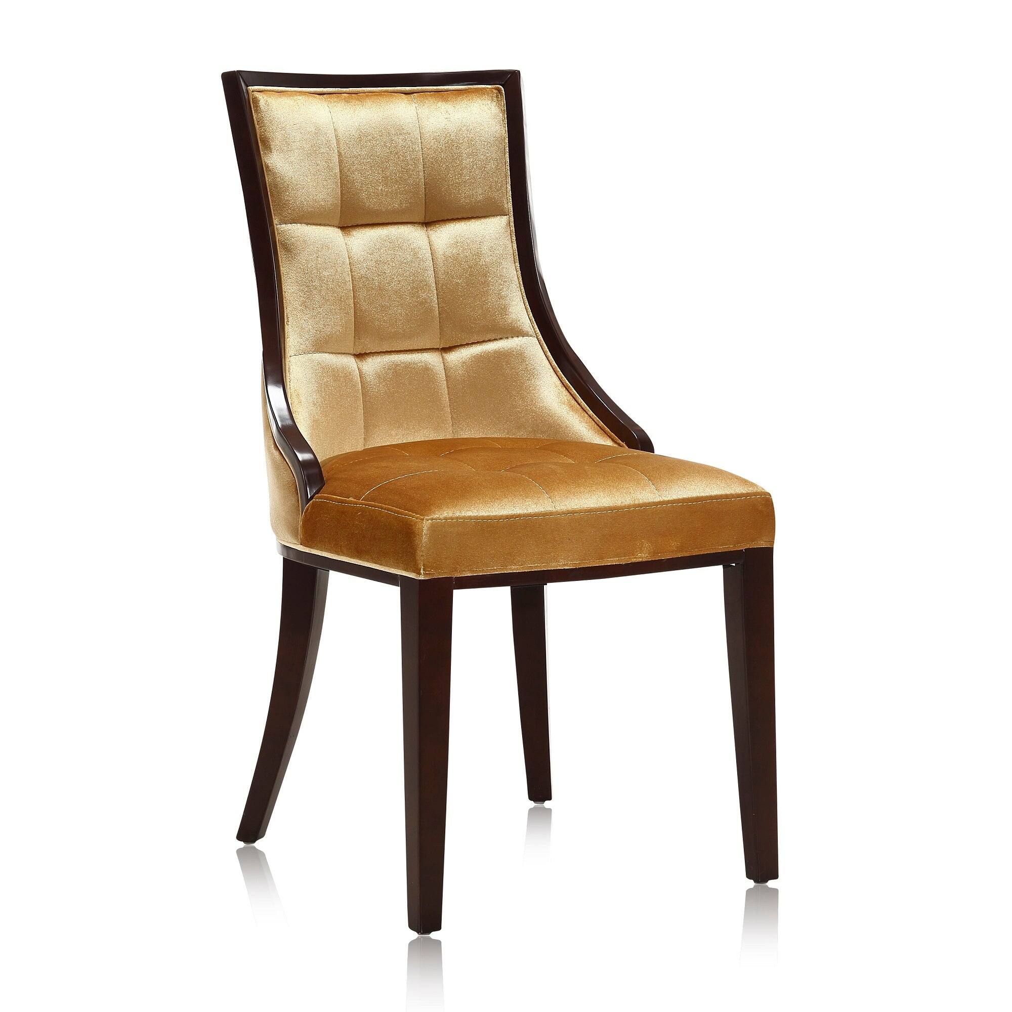 Alt View 1. Manhattan Comfort - Fifth Avenue Traditional Wood Upholstered Dining Chair - Set of 2 - Antique Gold.
