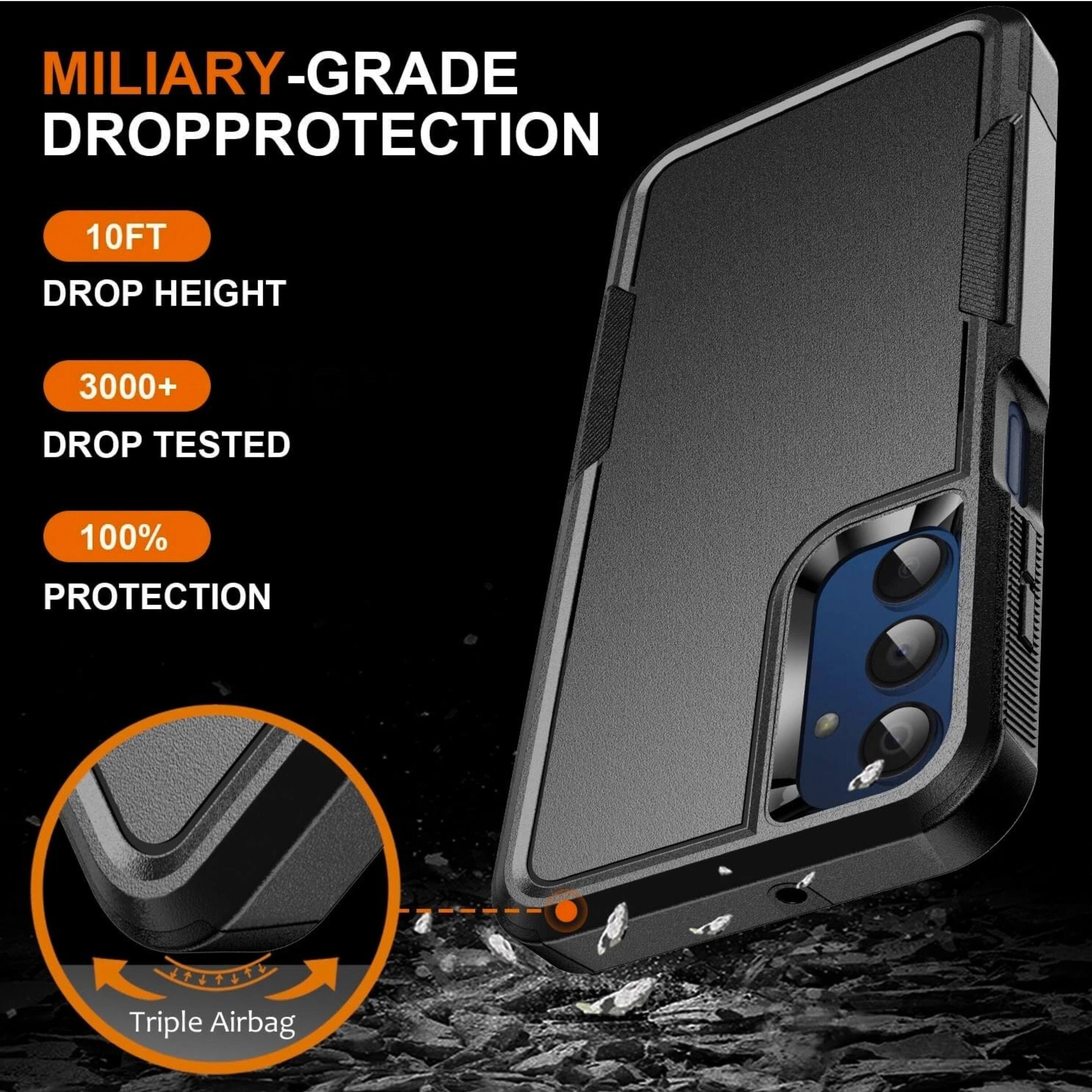 MILITARY-GRADE DROPPROTECTION  
10FT DROP HEIGHT  
3000+ DROP TESTED  
100% PROTECTION  
Triple Airbag