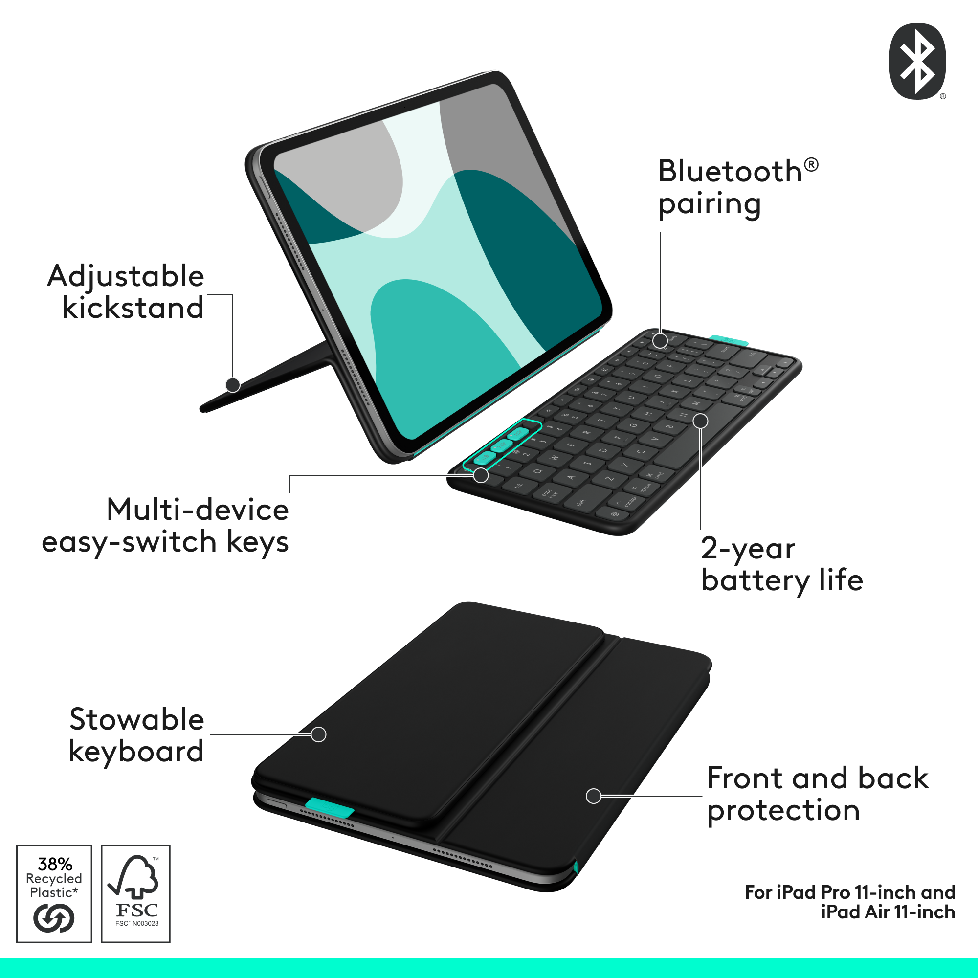 Logitech Flip Folio Keyboard Case for iPad Pro 11 inch