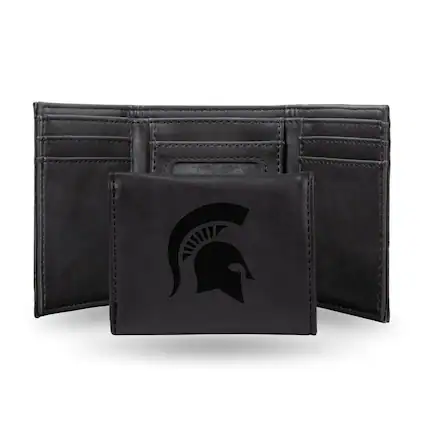 Front. Rico Industries - Michigan State Spartans Black Trifold Wallet with Clear ID Window - Multi.