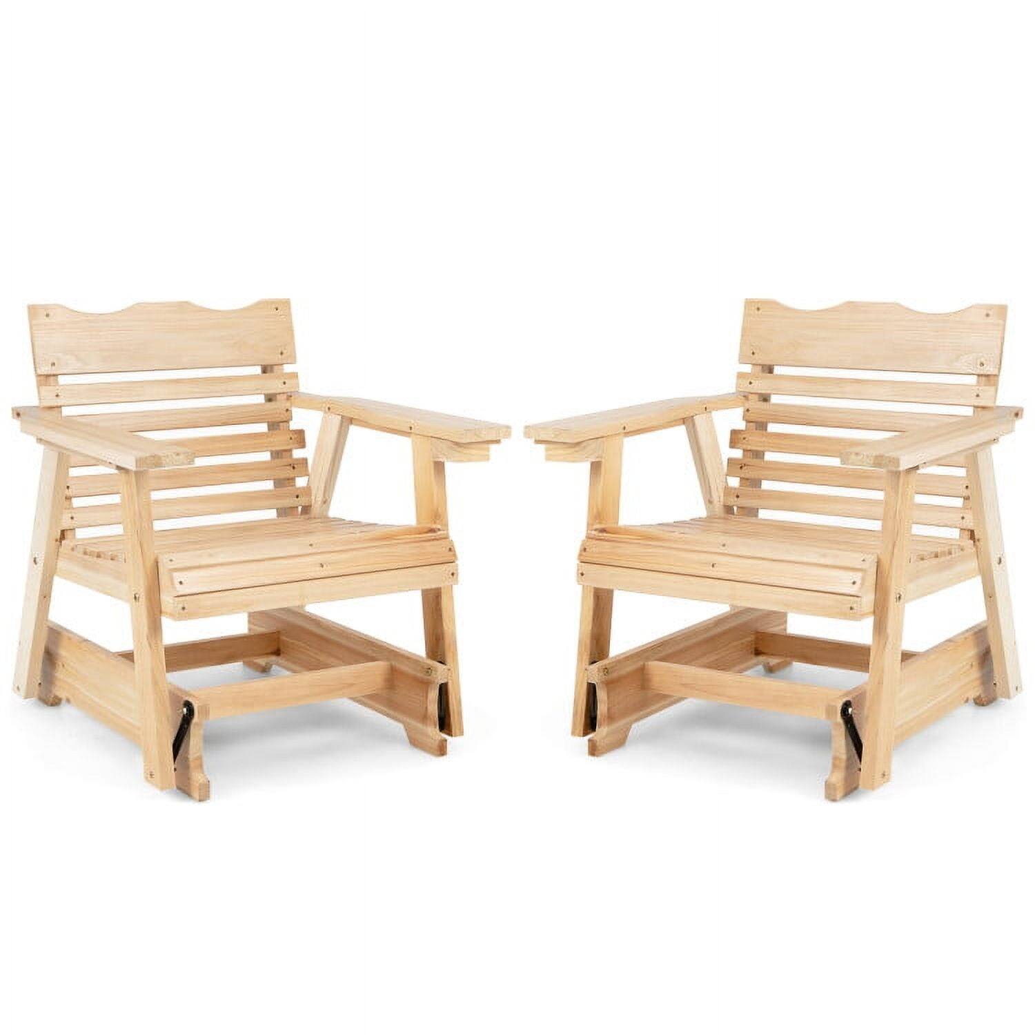 Left. Kadyn - Outdoor Outdoor Cushion Outdoor Garden Wood Rocking Chair with High Back and Widened Armrests Glider Rocking Chair Lawn - Brown.