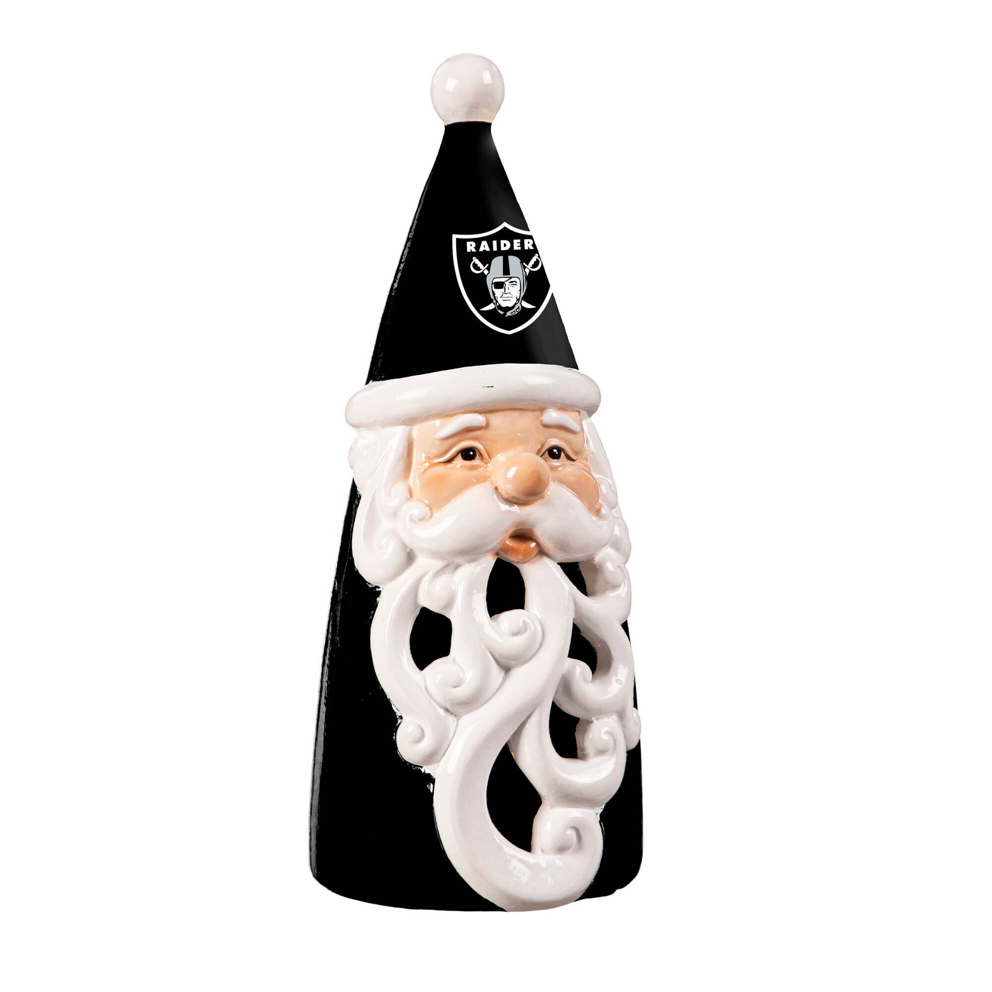 Front. Evergreen Enterprises - Las Vegas Raiders 8" LED Santa Statue - Black.