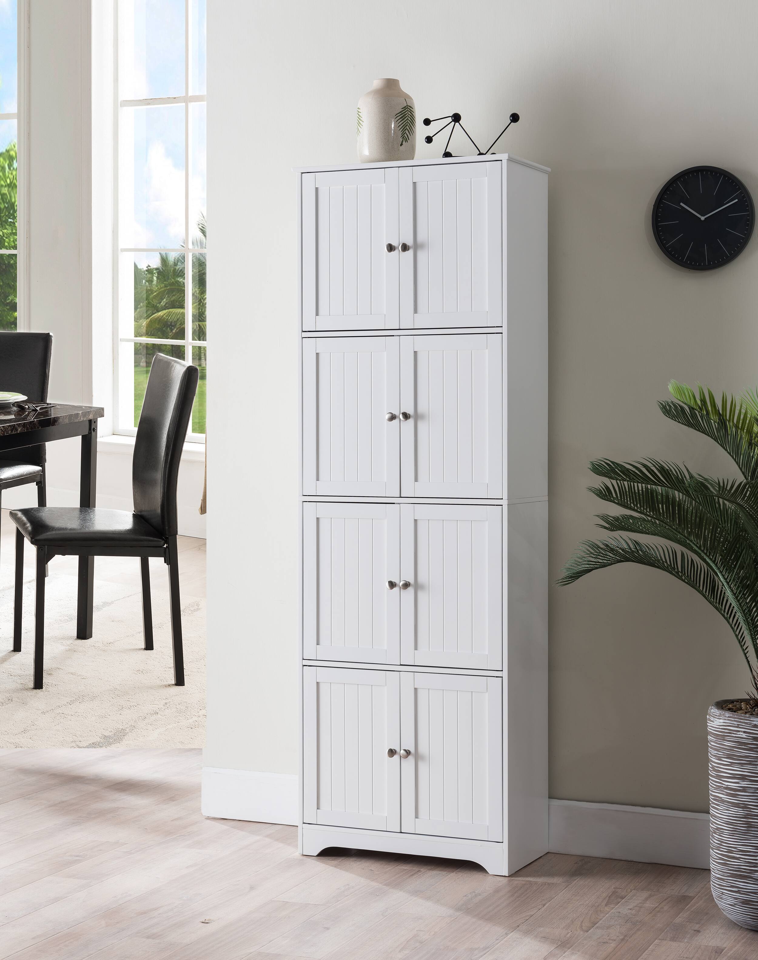 Angle. Kings Brand Furniture - Kings Brand Furniture - Lyons 4-Tier 68" Kitchen Pantry Storage Cabinet with 8 Doors - White.