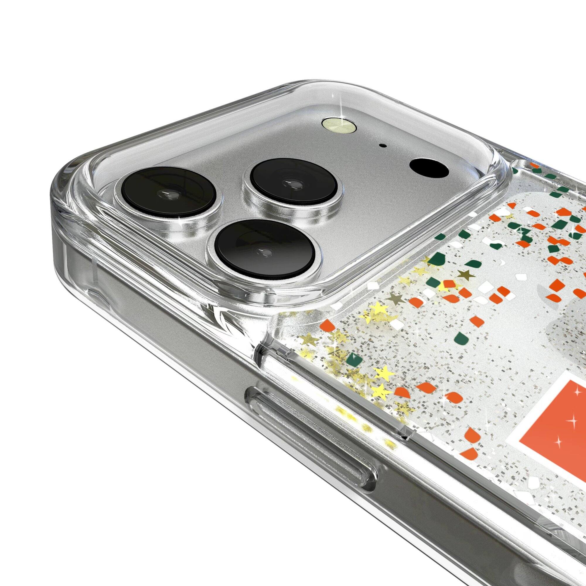 Alt View 2. Keyscaper - Miami Hurricanes iPhone Glitter Confetti Design Case - 13 - Multicolor.