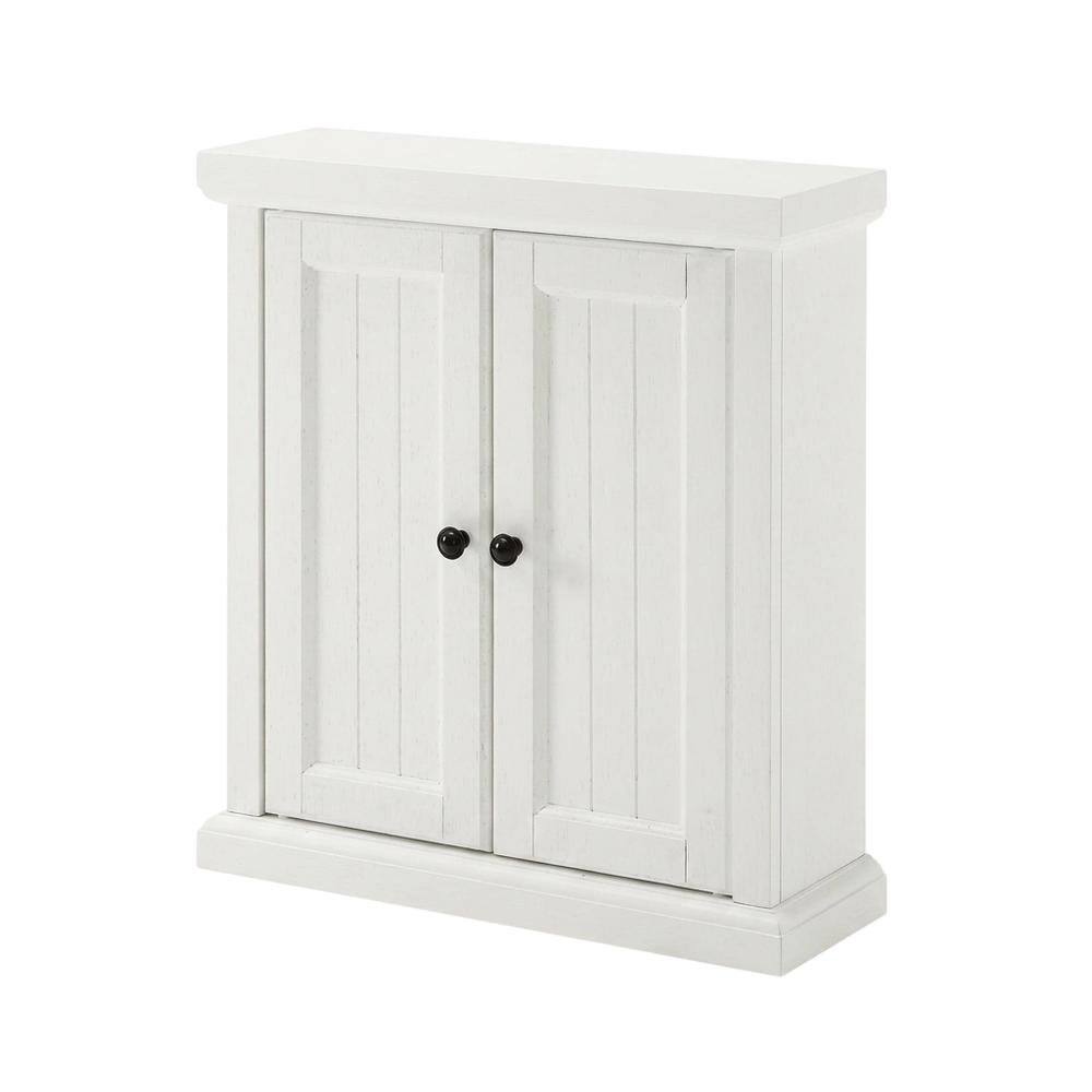 Alt View 3. FurniFact - Distressed White Bathroom Wall Cabinet - Distressed White.