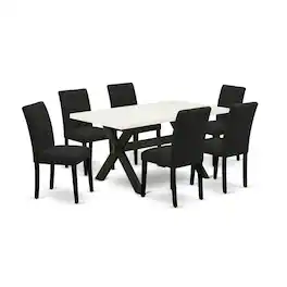 East West Furniture - 7-Piece Dinette Set Includes 6 Dining Room Chairs with Upholstered Seat and High Back and a - Multi-Color