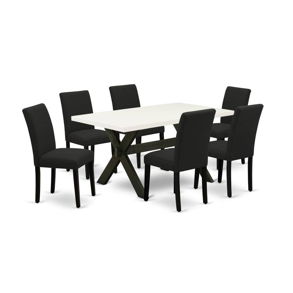 Front. East West Furniture - East West Furniture 7-Piece Dinette Set Includes 6 Dining Room Chairs with Upholstered Seat and High Back and a - Multi-Color.
