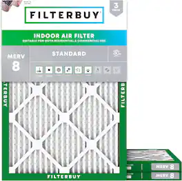 Filterbuy - 19x21.5x1 MERV 8 Dust & Allergy Defense, Electrostatic Pleated HVAC AC Furnace Air Filters Replacement (3-Pack) - Silver