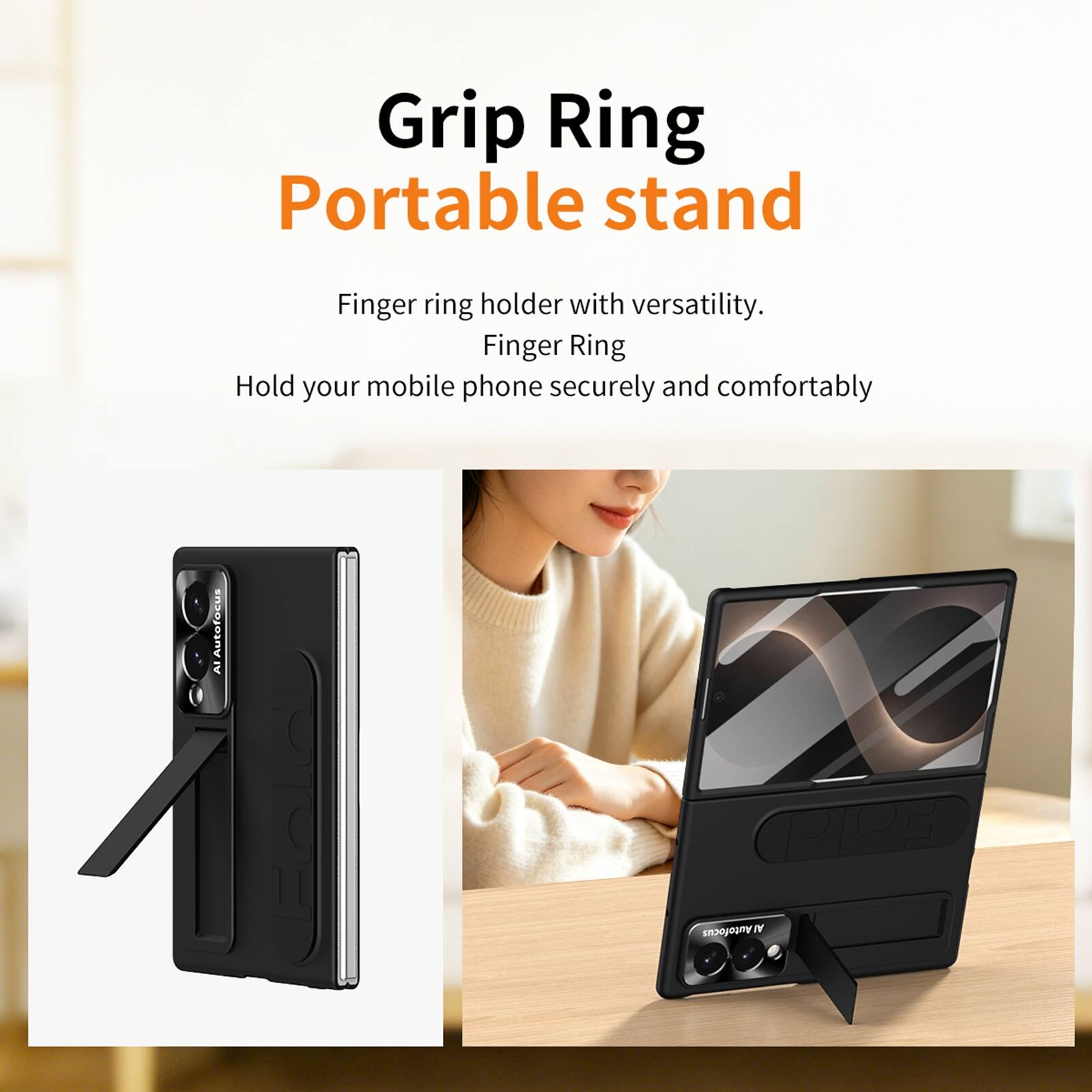 Grip Ring Portable stand

Finger ring holder with versatility. Finger Ring Hold your mobile phone securely and comfortably

AI Autofocus