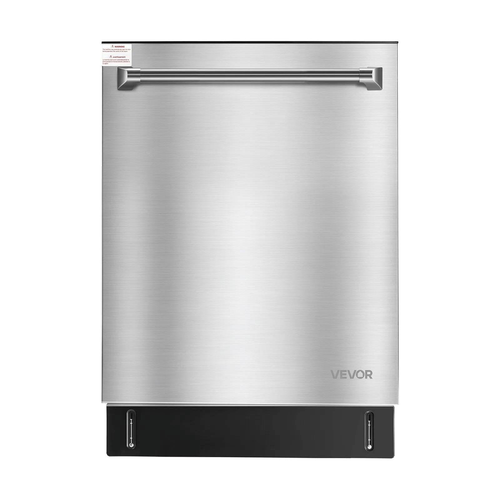 Front. Tiramisubest - 24" Built-In Dishwasher, Stainless Steel Tub, 14 Place Settings and 8 Washing Programs, Low-Noise Dishwashing Machine - Silver.