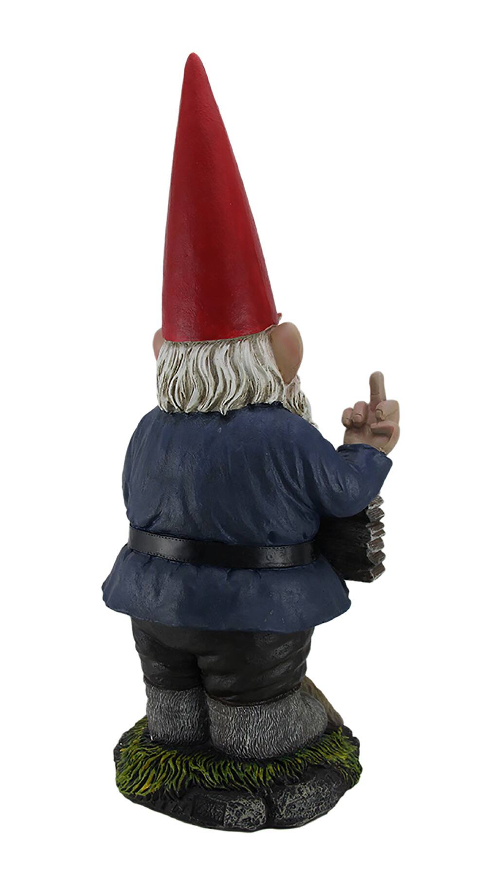 Alt View 2. Zeckos - Take A Hike Go Away Garden Gnome Un-Welcome Garden Statue - Blue.