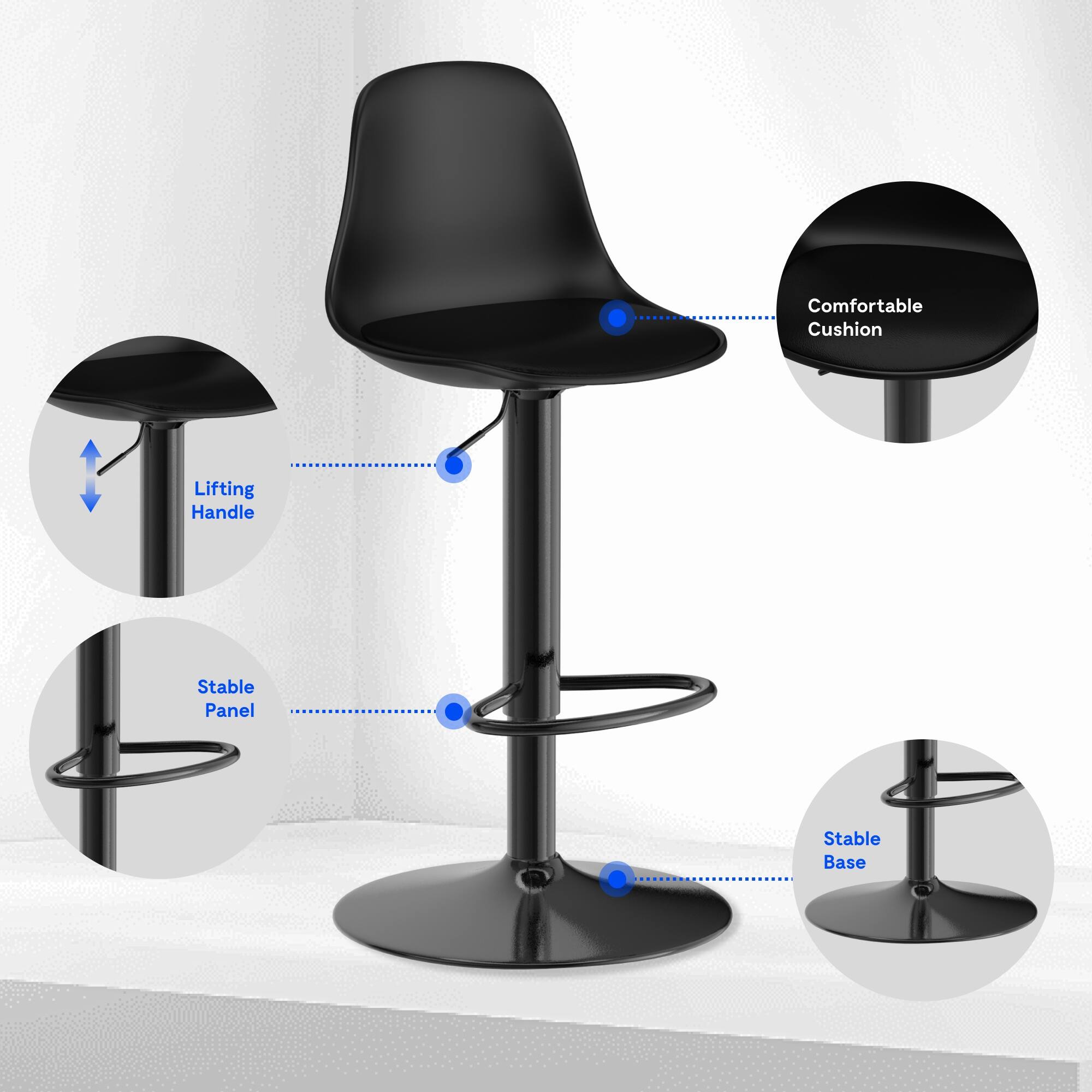 Comfortable Cushion  
Lifting Handle  
Stable Panel  
Stable Base