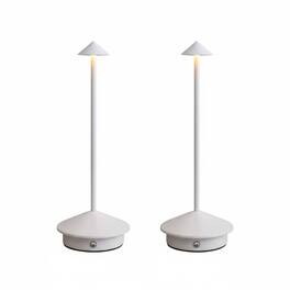 FINEAK - Set of 2 Modern LED Table Lamps - Rechargeable Battery-Powered for Bedroom, Dining, Camping & More - White