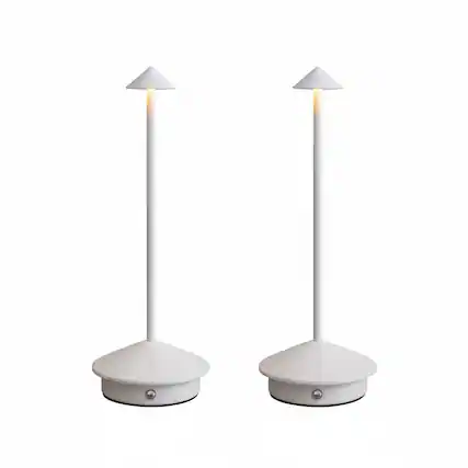 Front. FINEAK - Set of 2 Modern LED Table Lamps - Rechargeable Battery-Powered for Bedroom, Dining, Camping & More (White) - White.