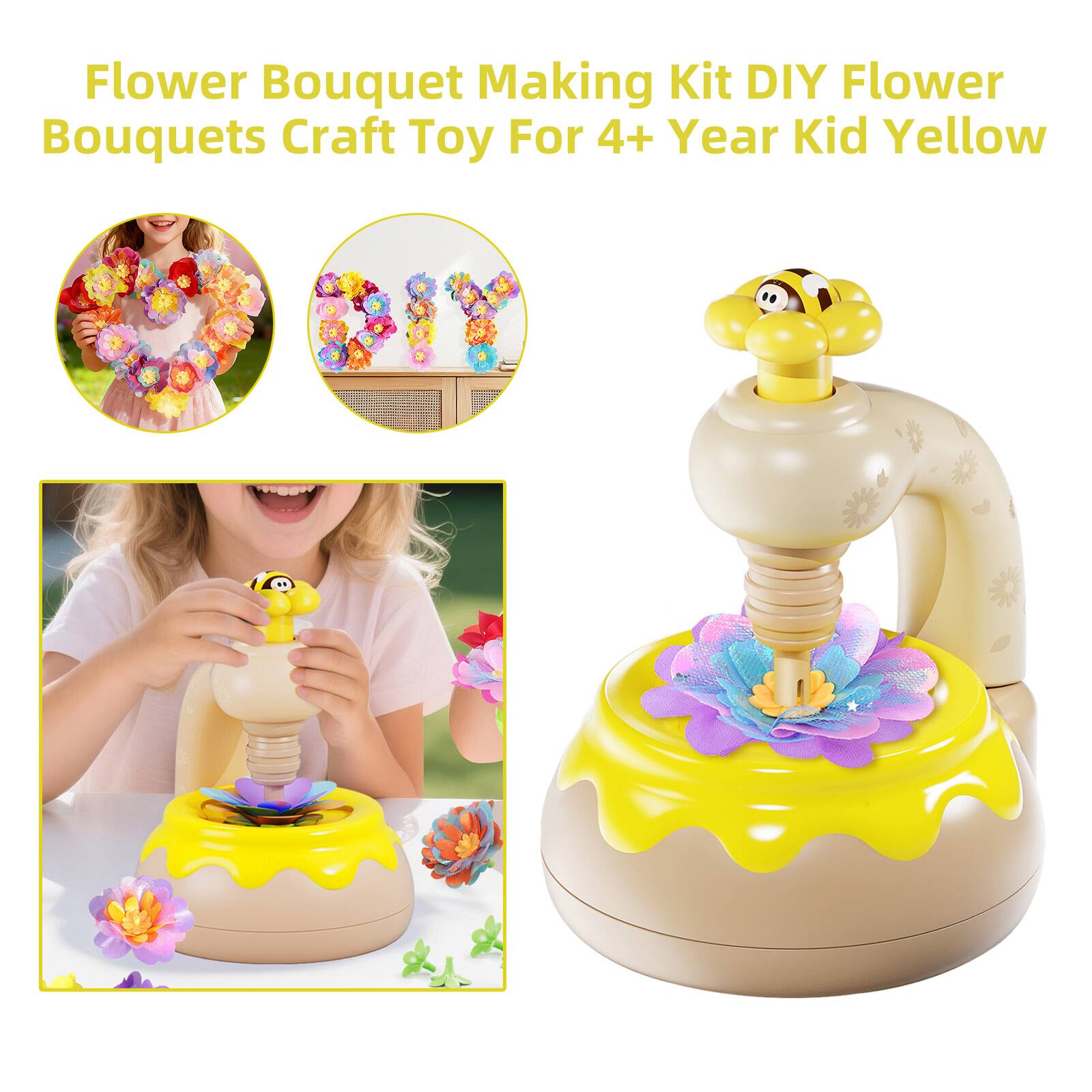 Flower Bouquet Making Kit DIY Flower Bouquets Craft Toy For 4+ Year Kid Yellow