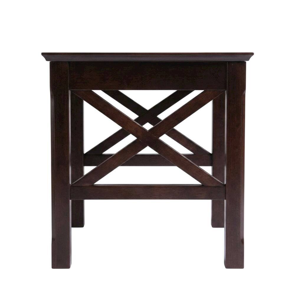 Angle. FurniFact - Solid Wood 3 Piece Nesting Tables Set With Stackable Design In Cappuccino Finish - Cappuccino.