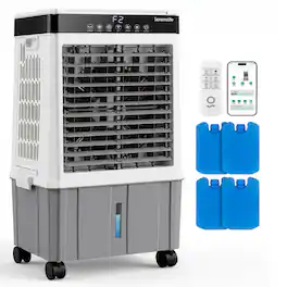 SereneLife - 2200 CFM Portable Evaporative Air Cooler with 21L Tank, Oscillation, Timer & Remote Control - Gray